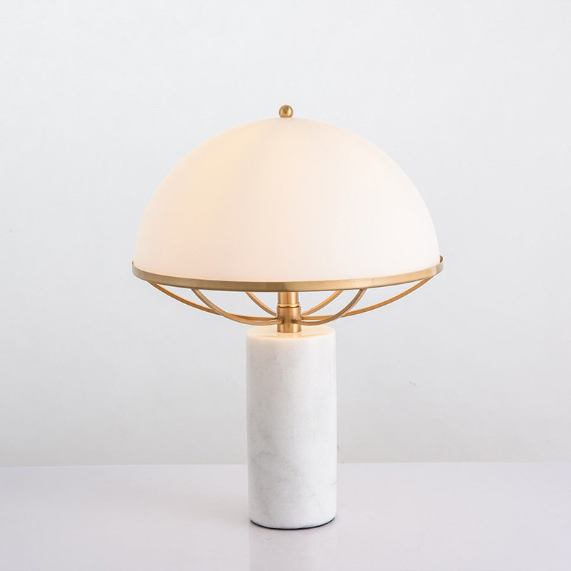 美式简约天然大理石伞形灯罩台灯后现代时尚奢华书房客厅卧室台灯
