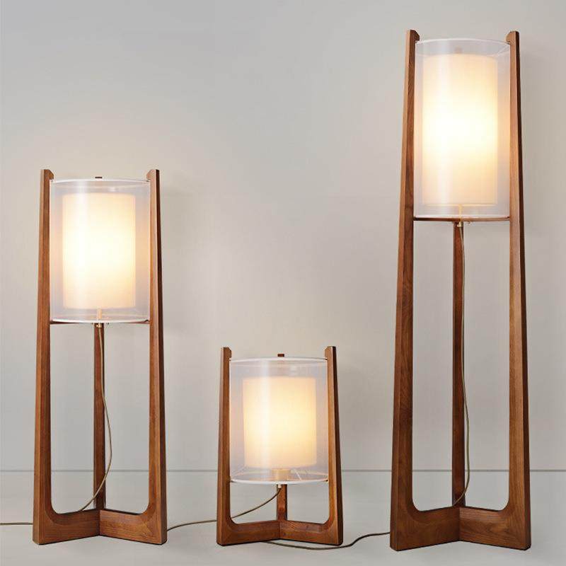 新中式木艺落地灯实木个性创意民宿客厅卧室床头角落书房书桌灯具