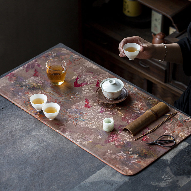 老料香云纱茶席茶垫主人垫古朴桌旗布艺隔热茶道复古