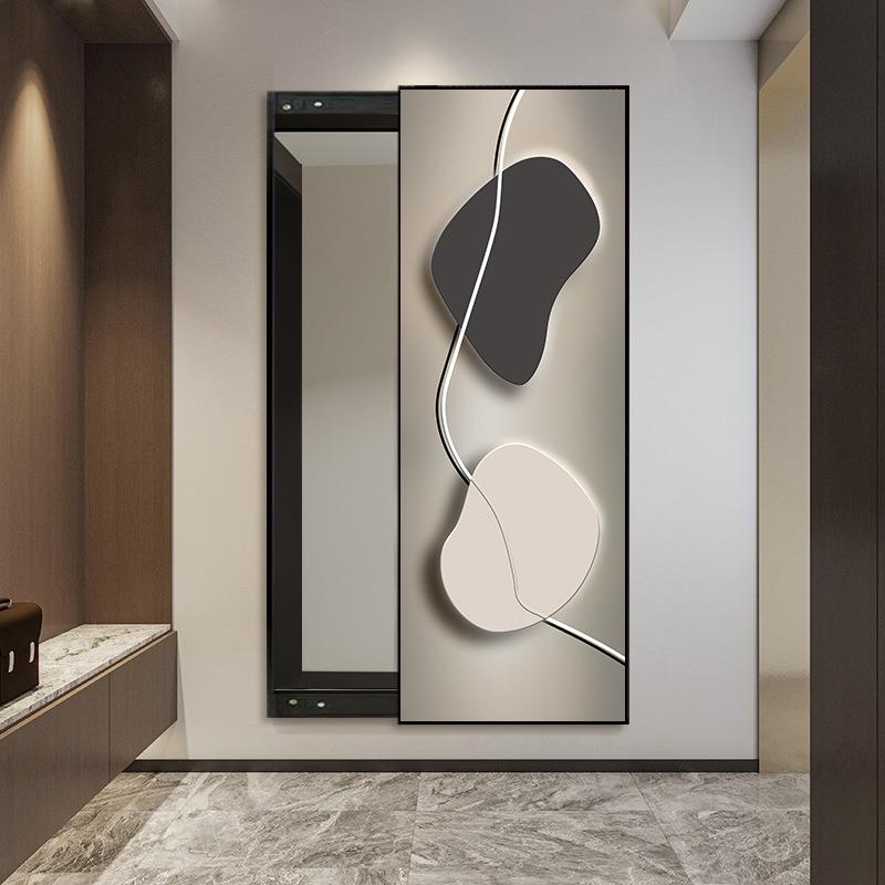 艺术隐形全身镜推拉隐藏式镜子卧室试衣镜壁挂家用穿衣镜