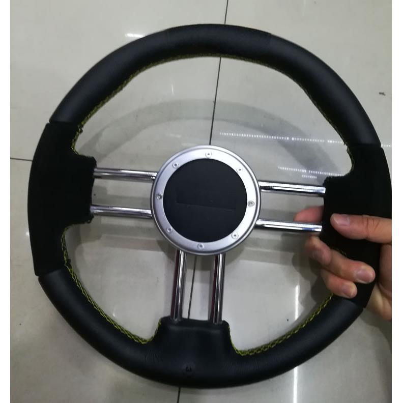 汽车14寸方向盘改装赛车镂空钢条方向盘竞技磨砂真皮通用方向盘