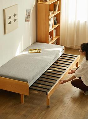M&M&伸缩床小户型客厅实木折叠沙发床两用双人单人坐卧两用床铁推