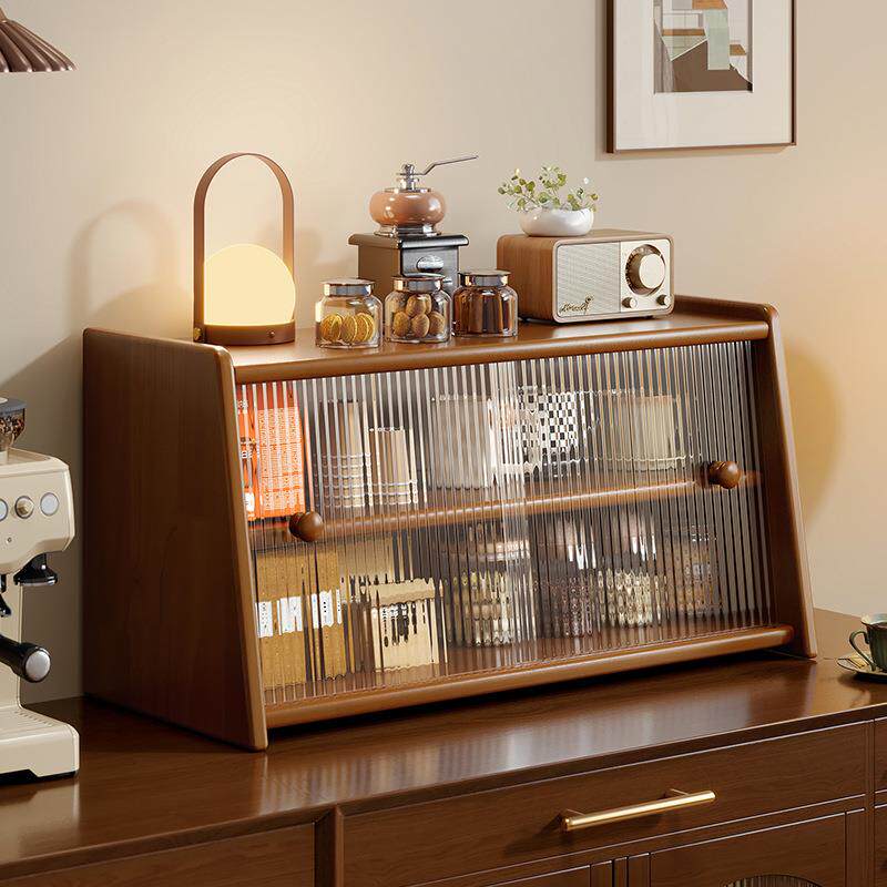 实木杯架防尘杯子收纳置物架桌面茶具收纳柜高级感轻奢水杯置物架