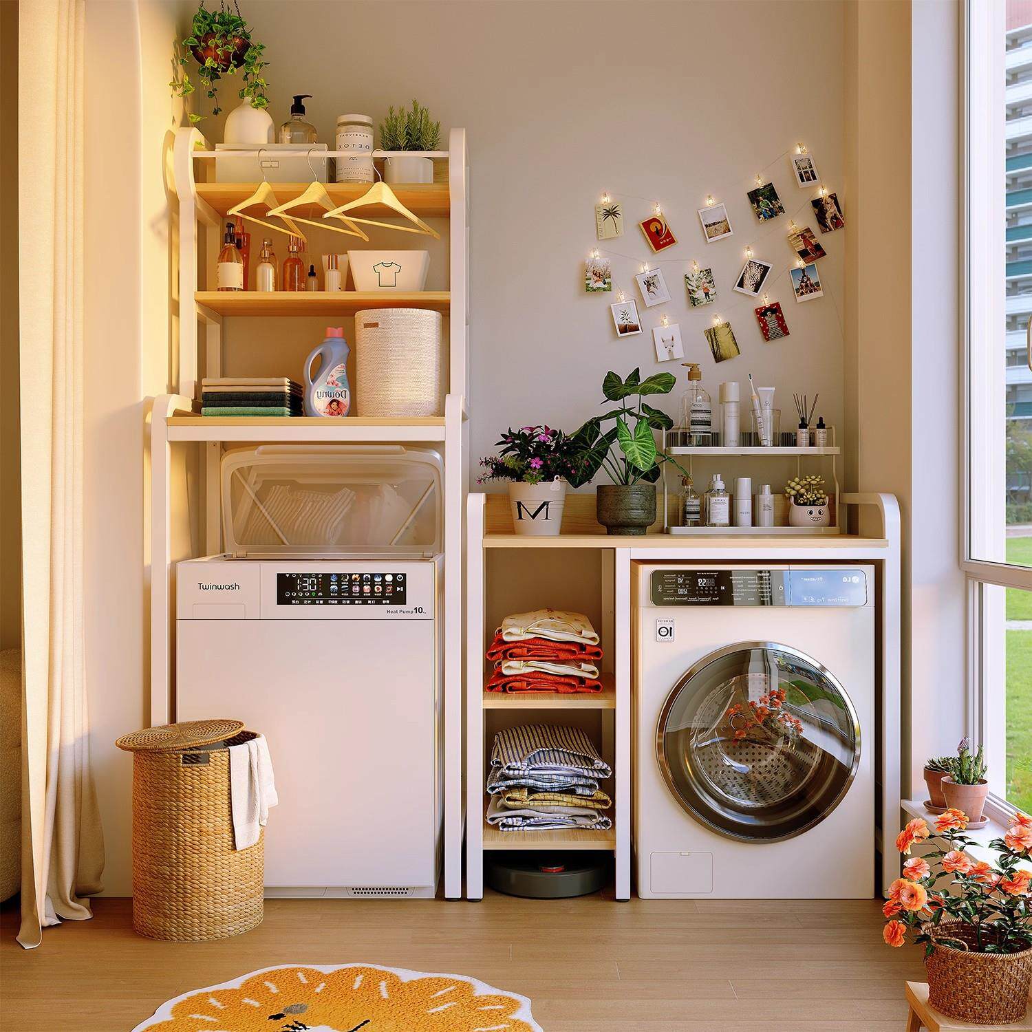 洗衣机上方架子置物架落地滚筒翻盖波轮阳台多层收纳卫生间储物柜