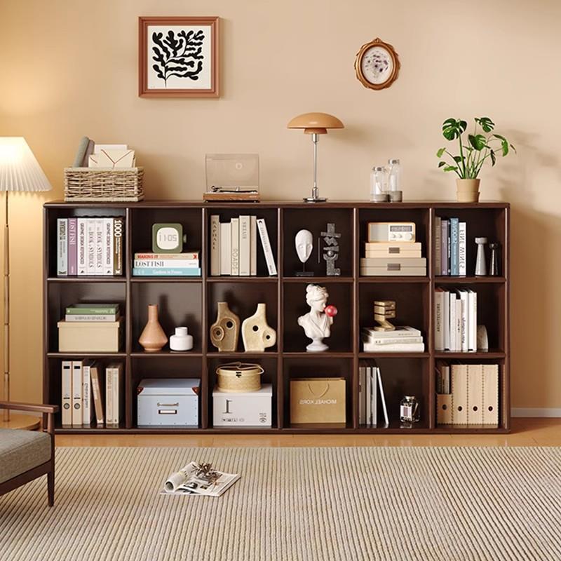 纯实木书架落地置物架自由组合书柜储物柜一体靠墙家用客厅展示架