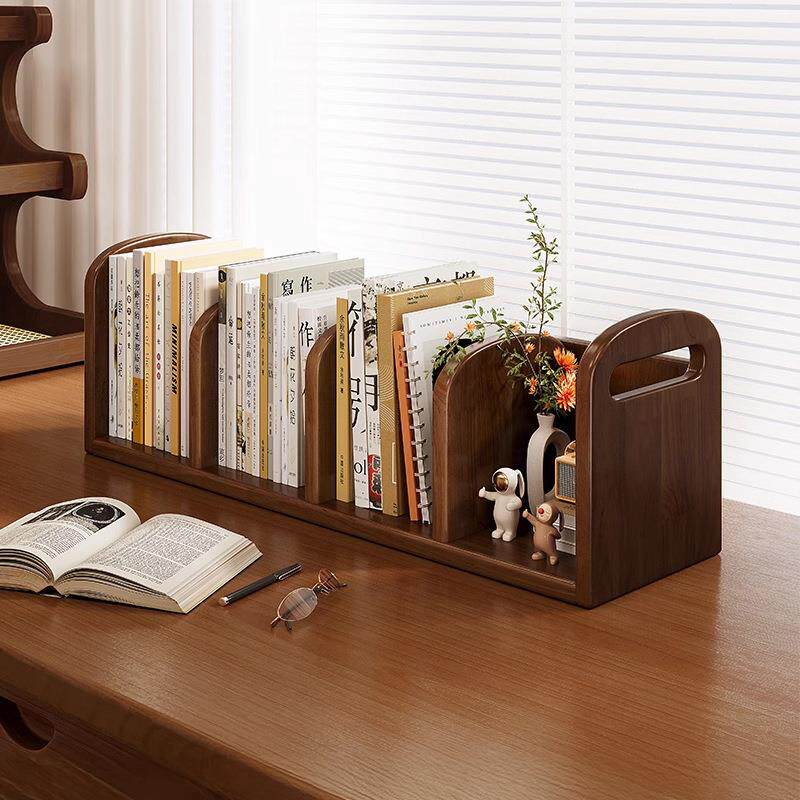 全实木桌面置物架书桌上小书架立架宿舍办公室工位台面书本收纳架