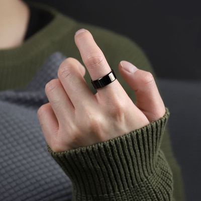 宽面素圈钛钢黑色戒指男女情侣对戒单身简约韩版个性ins冷淡风