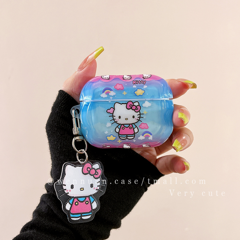 可爱卡通彩虹HelloKitty适用AirPods4苹果AirPods1/2代无线蓝牙耳机套女airpodspro新三代airpods3少女心网红