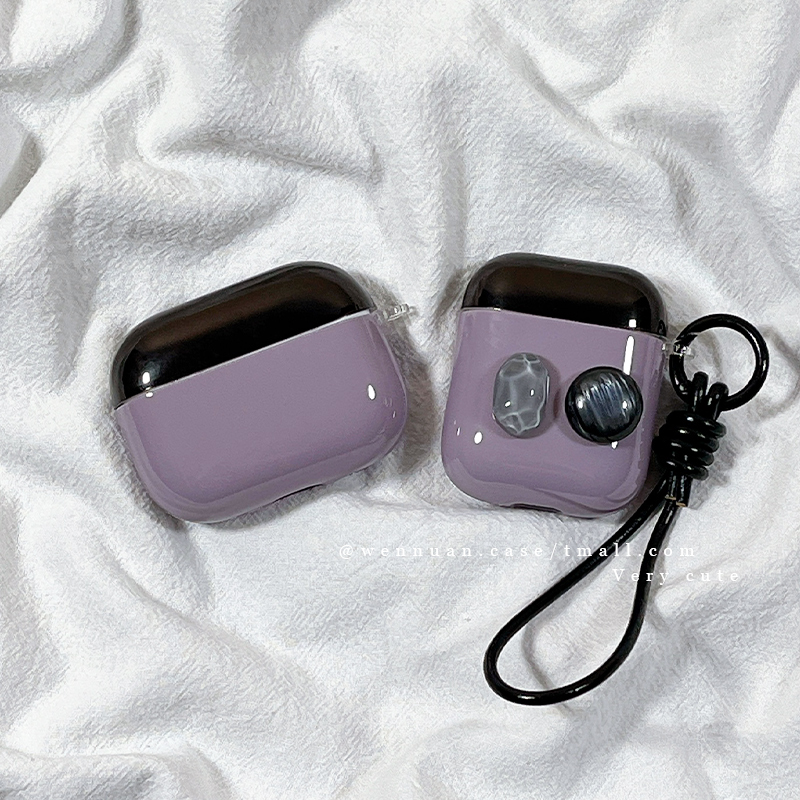 ins小众气质灰紫立体宝石适用AirPods4苹果AirPods1/2代无线蓝牙耳机套airpodspro新三代airpods3高级感全包
