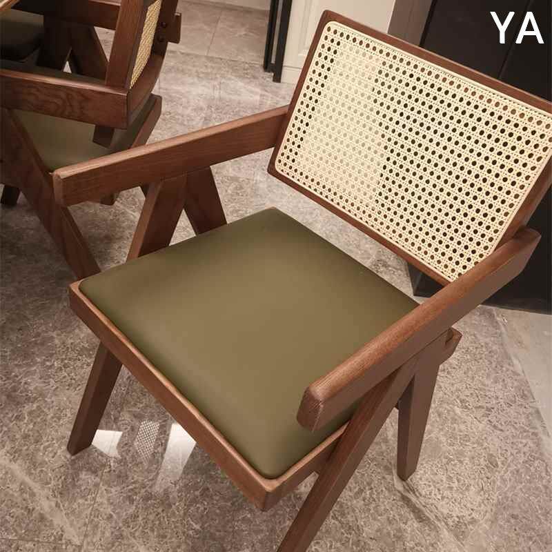 藤编椅子餐椅家用简约民宿网红休闲靠背椅中古椅子实木昌迪加新款