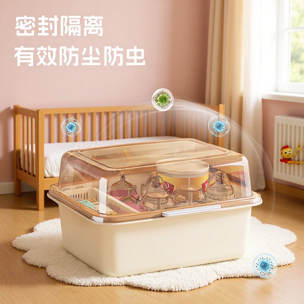 放奶收纳箱晾干沥水架子带盖防尘婴儿辅食餐具工具收纳碗柜图片