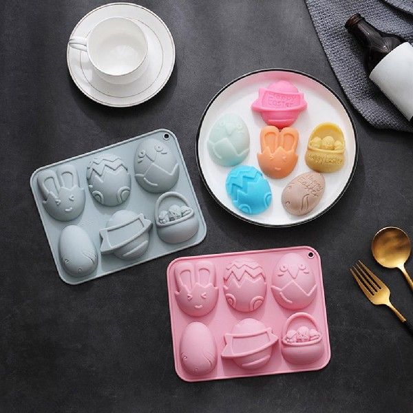 网红6 Grids Baking Mold Adorable Cartoon Egg Bunny Pattern D