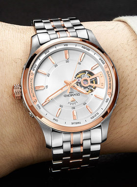 上海钻石手表男自动机械表防水时尚镂空3160官方正品男腕表漏摆