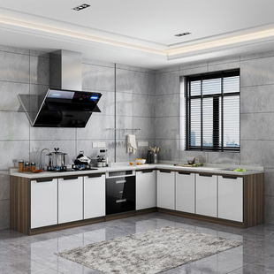 整体厨柜灶台柜一体小户型石英石台面简易成品经济型农村厨房碗柜