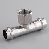 卡压式 管件内丝三通304薄壁不锈钢水管挤压内螺纹外接双卡压三通