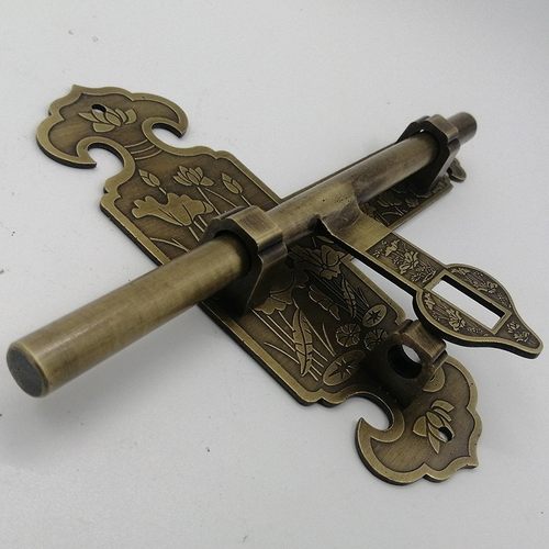 中式纯铜加厚大门插销老式木门锁花园庭院门闩挂锁仿古门扣铜门栓