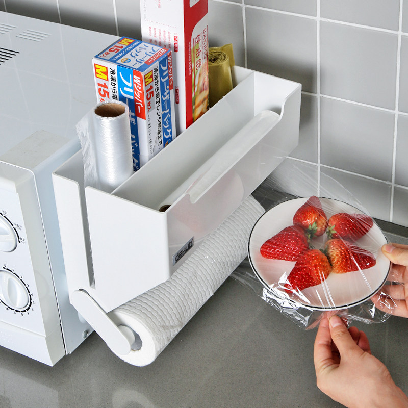 厨房纸巾架挂架卷纸架免打孔冰箱置物架保鲜膜收纳架厨房用纸架
