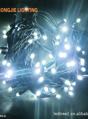 10米100灯黑色橡胶线可连接式白色常亮灯串、LED灯串、节日灯串