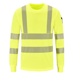 机场地勤反光T恤衫长袖道路工作男女管理人员反光衣交通安全服T恤
