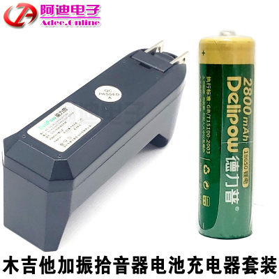 Double S1天音木吉他加振拾音器可充电18650尖头锂电池3.7V充电器