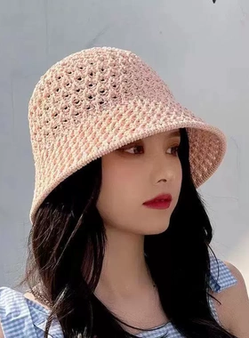 帽子女日系镂空薄款透气渔夫帽春夏新款韩版休闲百搭显脸小水桶
