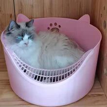 猫耳朵猫砂盆防外溅猫厕所猫盆拉屎防臭猫咪用品猫沙盆猫屎盆除臭