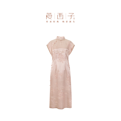【棠眠】莨西子新中式国风桑蚕真丝改良版旗袍连衣裙女年轻款短袖