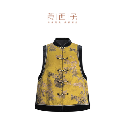 【清】莨西子新中式国风100桑蚕真丝棉服马甲女复古贵气秋冬棉衣