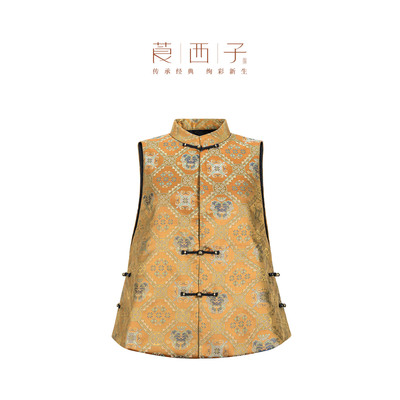 【清】莨西子新中式国风棉服马甲女立领短款外搭冬桑蚕丝棉袄马夹