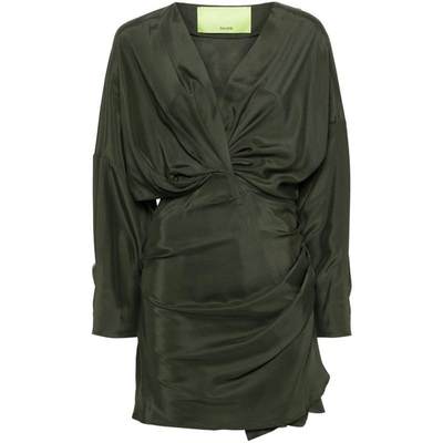 GAUGE81 ASUKA LONG SLEEVE PLEATED SILK SHORT DRESS