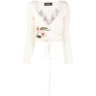 wrap DSQUARED2 embroidery cardigan floral cropped