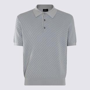 POLO BRIONI SHIRT SILK BLUE BLEND COTTON LIGHT