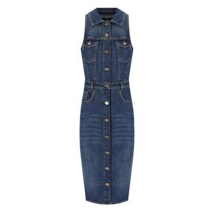 FRANCHI ELISABETTA MIDI DENIM DRESS BLUE