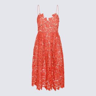 ORANGE COTTON PORTRAIT SELF DRESS