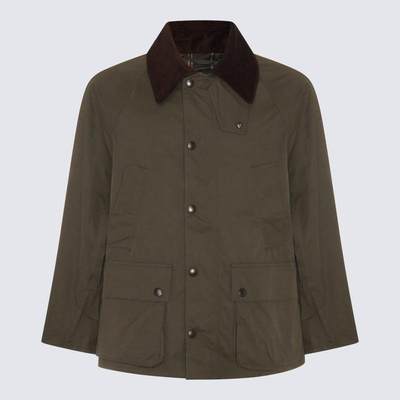 BARBOUR KHAKI GREEN COTTON BLEND BEDALE COAT