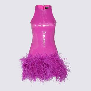 TRIM DRESS SEQUIN PURPLE FEATHER KOMA MINI DAVID