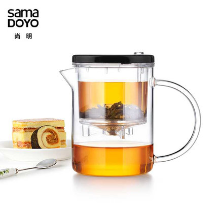 新品尚明过滤杯玻璃飘逸杯泡茶杯功夫茶具茶水分离器按压式泡茶品