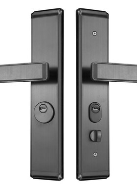 防盗门锁全套通用型灰色304不锈钢把手家用超C级S铜锁芯木门大门