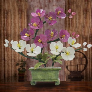 极速玉石蝴蝶兰盆景客厅家u居饰品玉兰花盆栽创意玄关酒柜工艺品