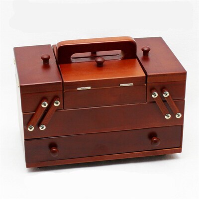 Natural wood sewing box Polyester Sewing thread Needlew.ork