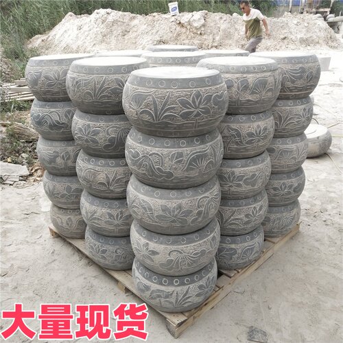 石雕祥云柱底座摆件室内摆件汉白玉中式拴马桩展示台柱墩花架盆景