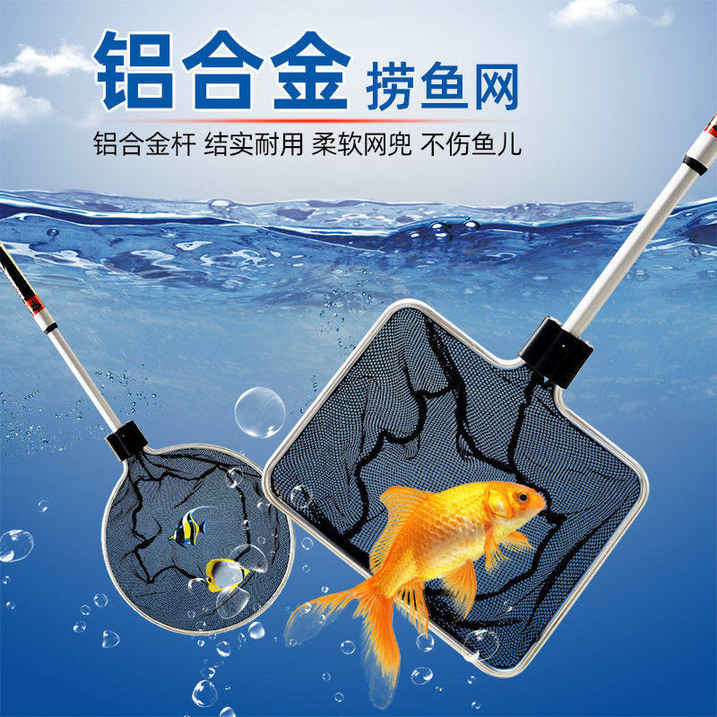 鱼缸捞鱼网兜鱼捞抄网铝合金家用金鱼锦鲤水族箱加长杆伸缩手抄网