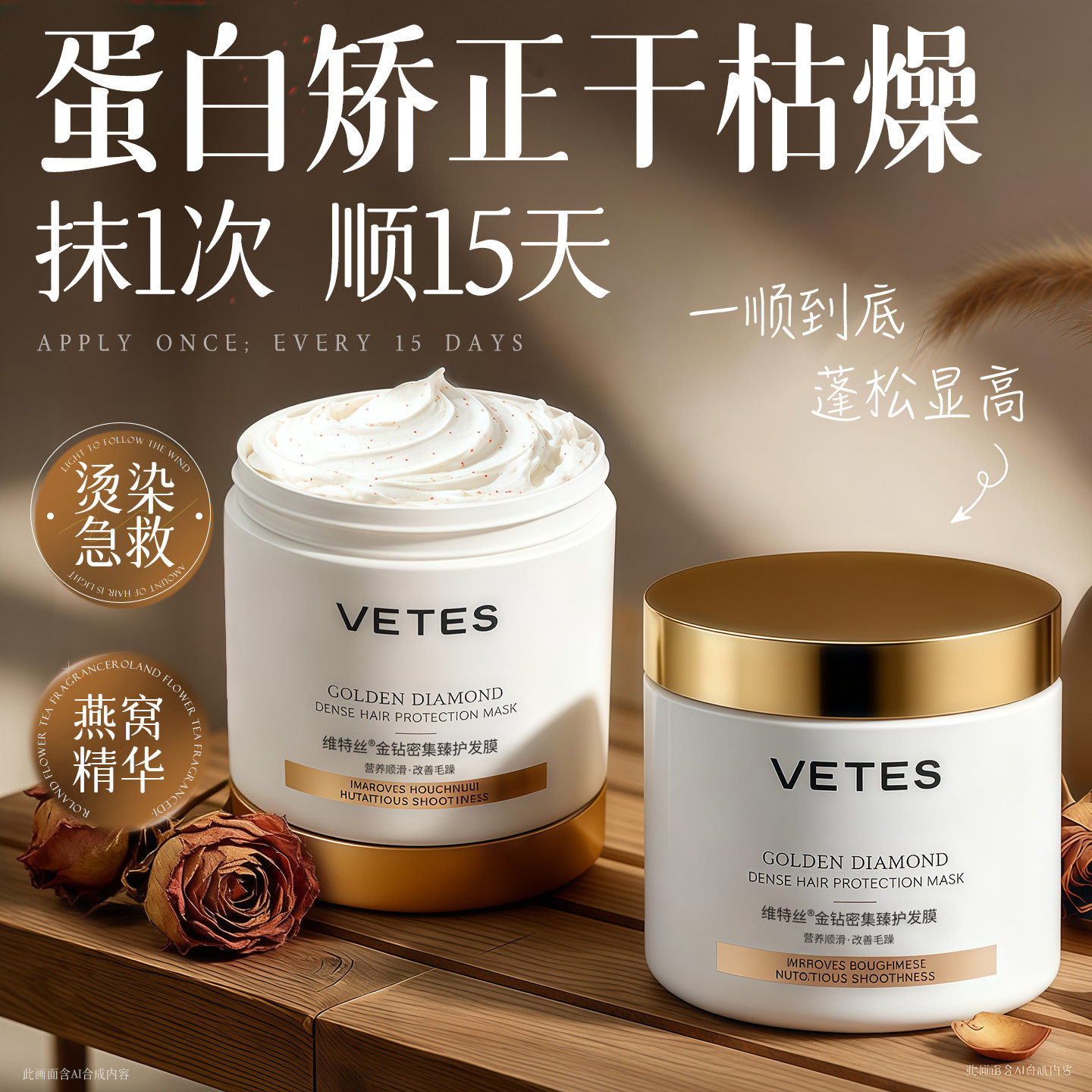 法国燕窝发膜修复干枯补水顺滑烫染受损免蒸水疗蛋白矫正护发素女