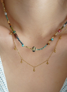 设计师款多巴胺气泡天然石项链