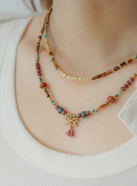 设计师款捷克珠蝴蝶结项链