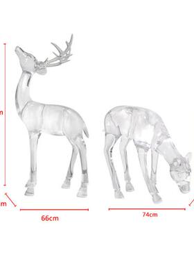 园林广场草坪麋鹿装饰品透明树脂水晶鹿摆件酒店会所大堂落地雕塑