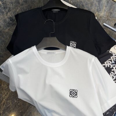经典万针刺绣高端短袖男T恤小标简约法国轻奢品牌纯棉宽松半袖t恤