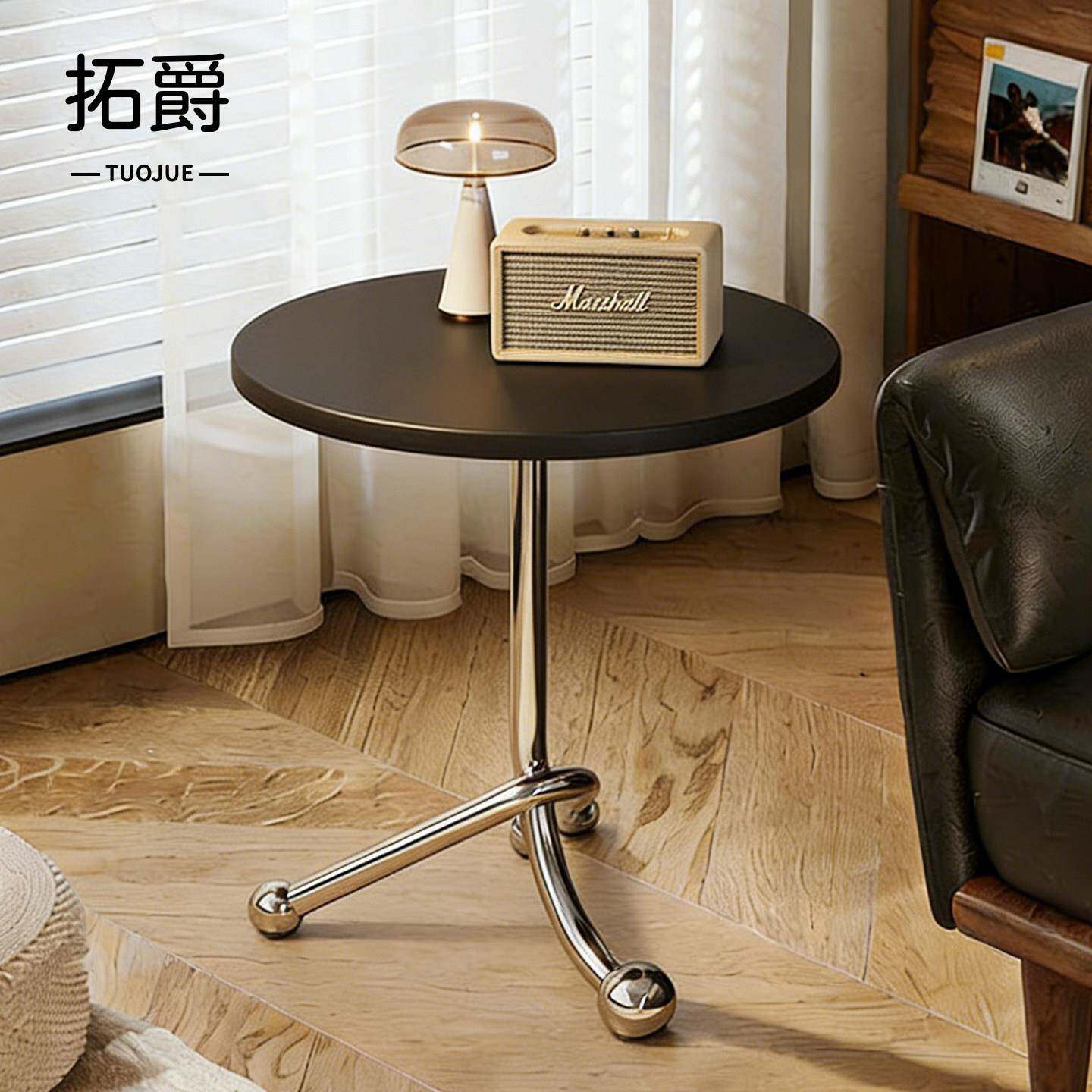 客厅沙发边几小桌子家用中古风迷你圆桌小户型2026新款圆形小茶几