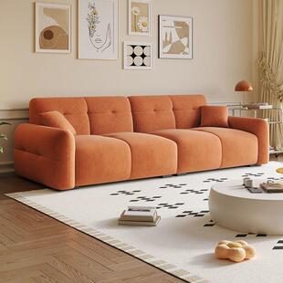 2025新款现代简约高级绒泡芙布艺沙发客厅小户型公寓三四人位沙发