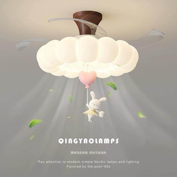隐形新款护眼风扇灯卧室灯客厅中古风奶油风护眼餐厅儿童房吊扇灯,家装灯饰光源,风扇灯,淘宝优惠券,粉丝福利购,淘宝优惠卷